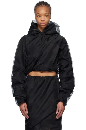 We11 Done Black Layered Cropped Hoodie