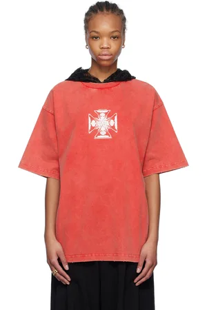 We11 Done Red Heart Cross Hooded T-shirt