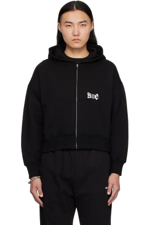 We11 Done Black Logo Zip-Up Hoodie