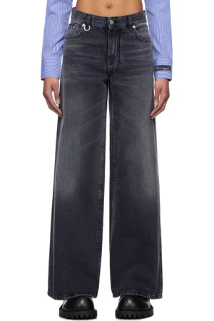 We11 Done Black Oversized Washed Jeans
