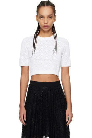 Givenchy White Monogram 72 Jacquard Cropped Sweater