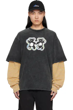 We11 Done Gray Teddy Twins Layered T-shirt