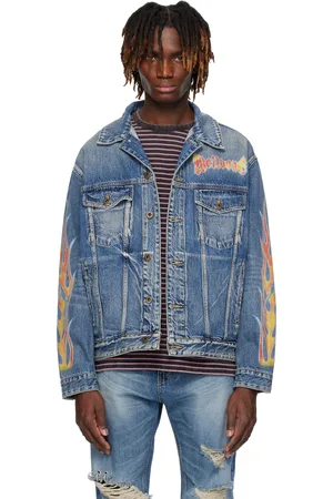 We11 Done Blue Blaze Logo Denim Jacket
