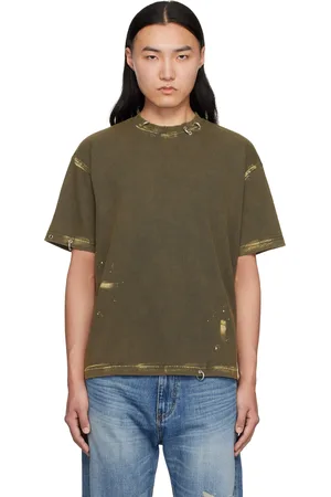 We11 Done Khaki Pierced T-shirt