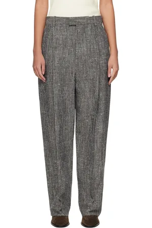 Bottega Veneta Gray Melange Viscose & Silk Trousers