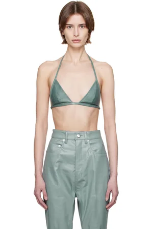 Rick Owens Blue Hollywood Waxy Lamb Leather Bra
