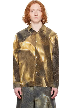 Serapis Beige & Brown Golden Hour Silk Shirt