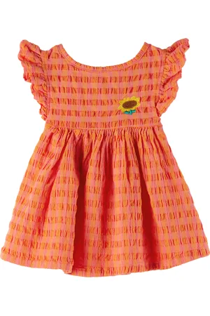 Bobo Choses Baby Orange & Pink Vichy Woven Dress