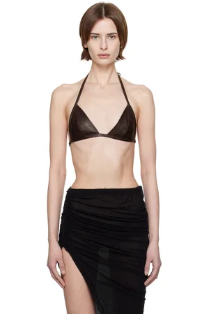 Rick Owens Brown Hollywood Waxy Lamb Leather Bra