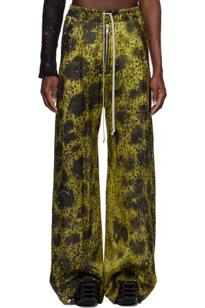 Rick Owens Yellow & Black Hollywood Wide Bela Trousers