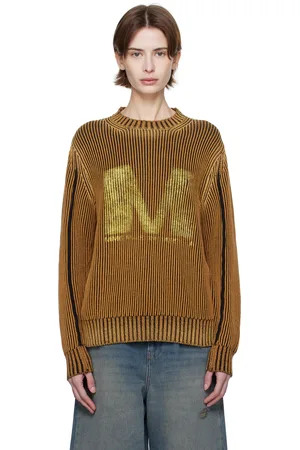 Maison Margiela Orange & Black Sunbleached Logo Crewneck Sweater