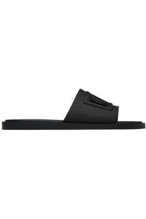 Dolce & Gabbana Black Rubber Beachwear Pool Slides