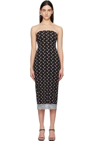 Marine Serre Black Recycled Moon Jersey Bustier Midi Dress