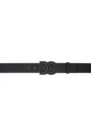 Dolce & Gabbana Black Deerskin-Print Calfskin Belt
