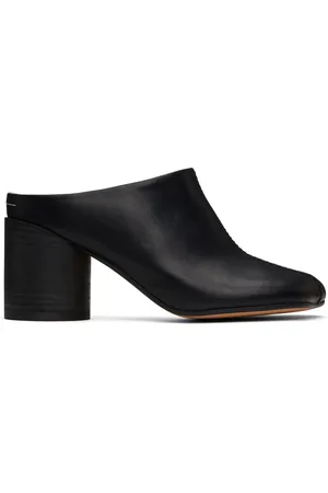 Maison Margiela Black Shiny Vegetable Tanned Leather Anatomic Mules