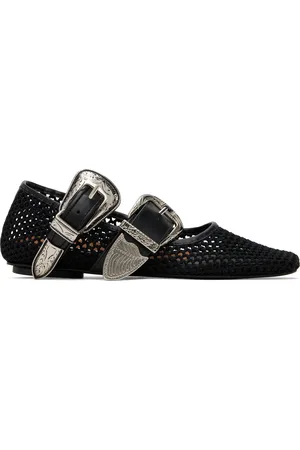 TOGA PULLA SSENSE Exclusive Black Crochet Net Jet Ballerina Flats