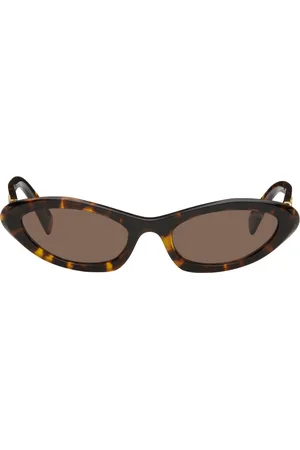 Miu Miu Brown Pointed Cat Eye Acetate Sunglasses