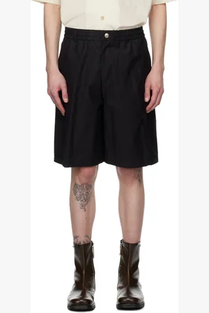 Solid Black Drawstring Cargo Shorts