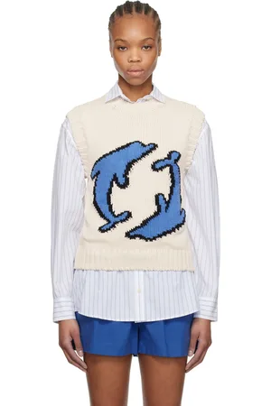 Msgm Off-White Jacquard Vest