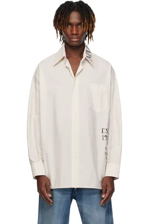 Maison Margiela Off-White Asymmetric Striped Poplin Shirt
