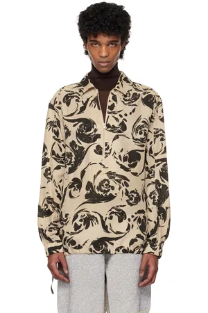 DRIES VAN NOTEN Beige & Black Half Zip Shirt
