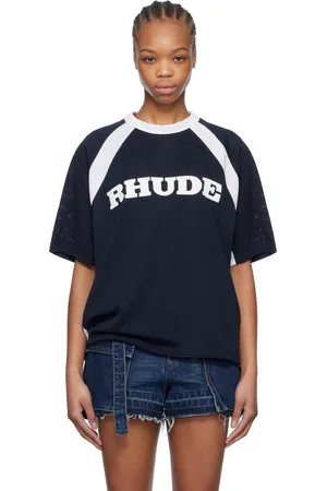 Rhude Blue & White Racing Logo Mesh T-shirt