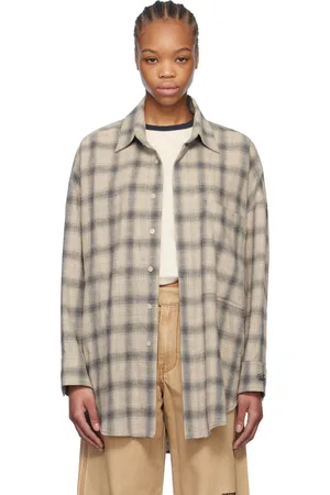 We11 Done Gray Oversized Check Pocket Shirt