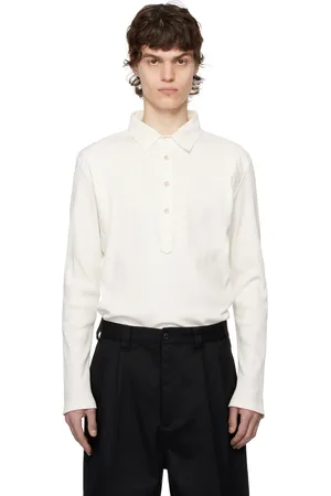 WALES BONNER White Dub Long Sleeve Polo