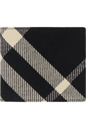 Burberry Black & Beige Check Bifold Wallet