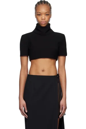 Monot Black Crêpe Cropped Top