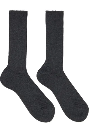 Auralee Gray Cotton Cashmere Low Gauge Socks