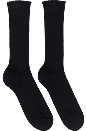 Auralee Black Cotton Cashmere Low Gauge Socks