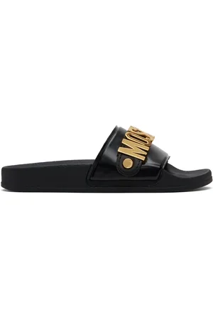 Moschino Black Lettering Logo Pool Slides