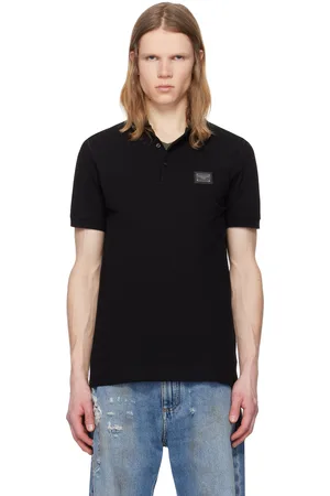 Dolce & Gabbana Black Cotton Piqué Branded Tag Polo