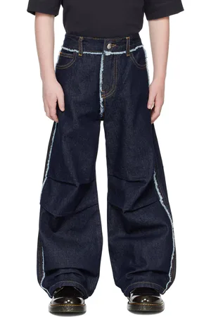 Marni Kids Navy Frayed Trim Jeans