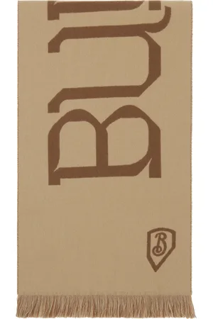 Burberry Beige & Brown Logo Wool Scarf
