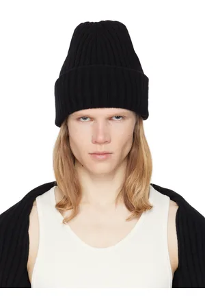 Alexander Wang Black Ribbed Logo Tag Beanie