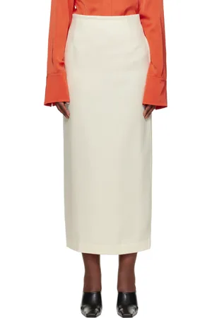 Auralee Off-White Airy Smooth Cashmere Maxi Skirt