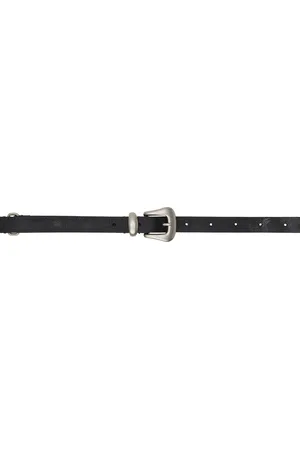 YOKE Black Narrow Western Belt