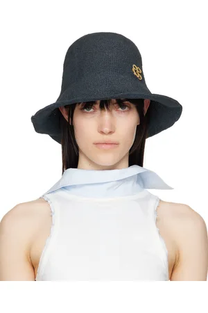 Ruslan Baginskiy Black Monogram-Embellished Bucket Hat