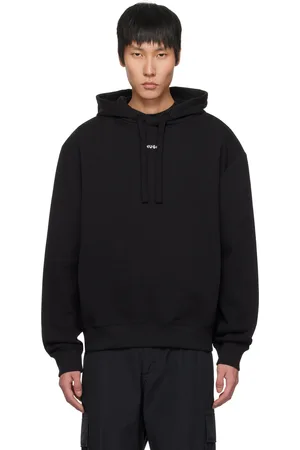 HUGO BOSS Black Logo Print Cotton-Terry Hoodie
