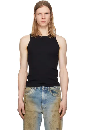 Ganni Black Soft Cotton Rib Tank Top