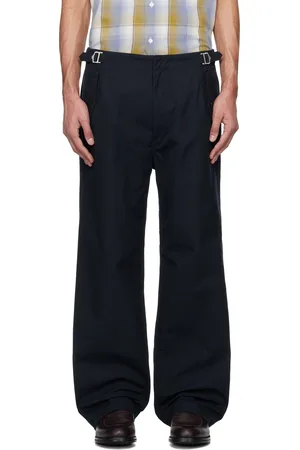 NANAMÍCA Navy Side Belt Wide Trousers