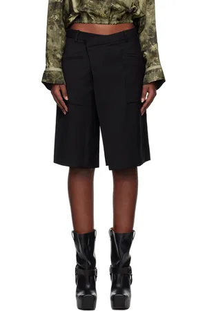 R13 Black Crossover Knee-Length Shorts