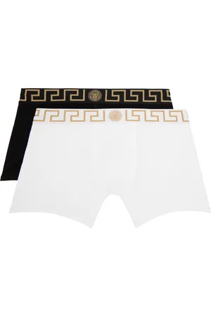 VERSACE Two-Pack Black & White Greca Border Long Boxer Briefs