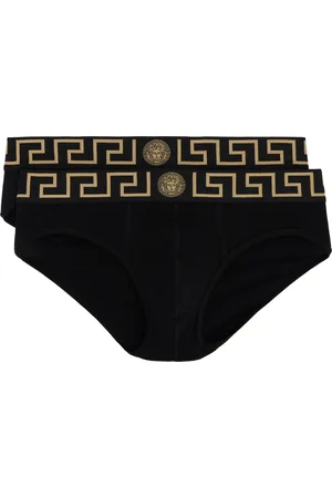 VERSACE Two-Pack Black Greca Border Briefs
