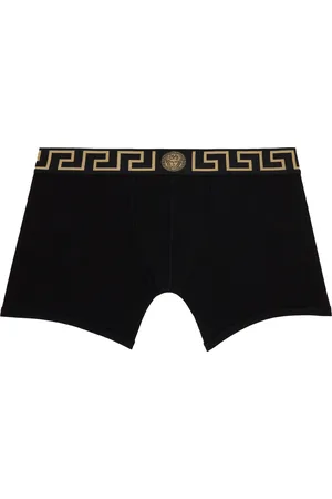 VERSACE Black Greca Border Long Boxer Briefs