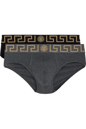 VERSACE Two-Pack Black & Gray Greca Border Briefs