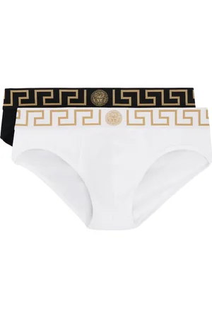 VERSACE Two-Pack Black & White Greca Border Briefs