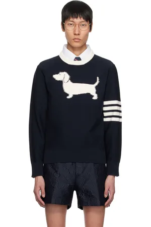 Thom Browne Navy Cotton 4-Bar Hector Sweater